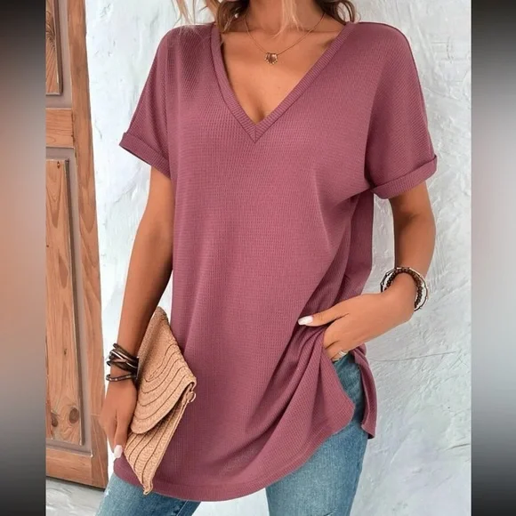 Cozy V neck Dolman Sleeve oversized Top - Picture 7 of 7